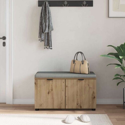 Klupa za hodnik s jastukom Umjetnički hrast 80 x 38 x 46 cm Slike