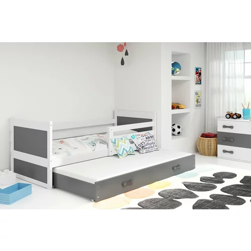 BMS Group Otroška postelja Rico z dodatnim ležiščem - 80x190 cm - bela/grafit