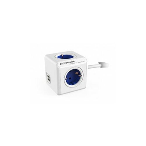 Allocacoc 1406BL PowerCube Extended USB 1,5mm Blue strujna utičnica Slike