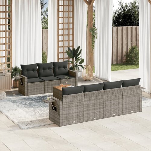 vidaXL 8-dijelni set vrtnih sofa od poliratana s jastucima sivi Cijene