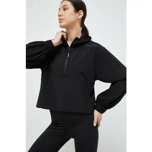 Calvin Klein Pulover za vadbo Essentials črna barva, s kapuco