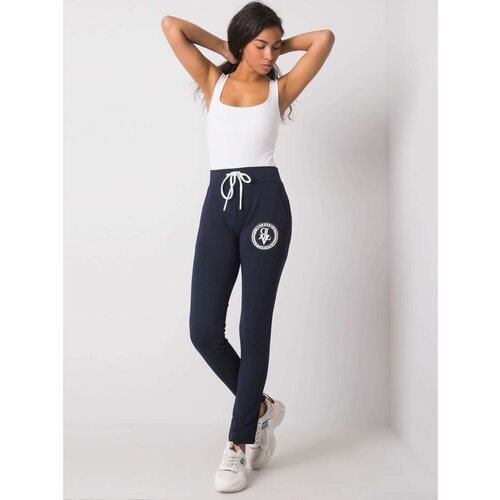Fashion Hunters Navy blue sweatpants with an application Slike