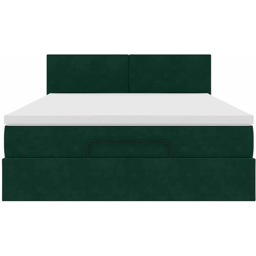  Otomanski krevet s madracem&amp;amp;LED tamnozeleni 140x200cm bar&amp;scaron;un Slike