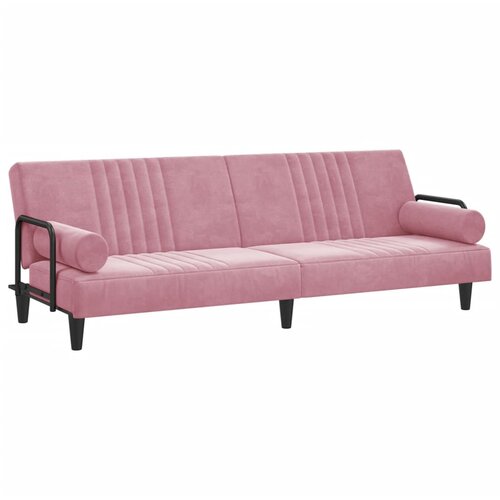 Maison Chic Raztegljiv kavč - Raztegljivi divan z naslonjali za roke roza žamet, (21729455) Cene