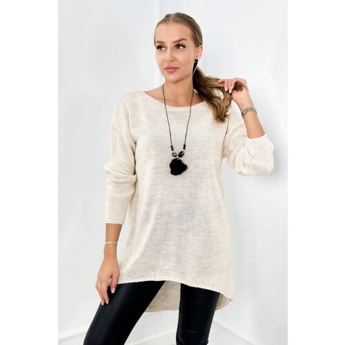 Kesi Sweater with necklace light beige Cene
