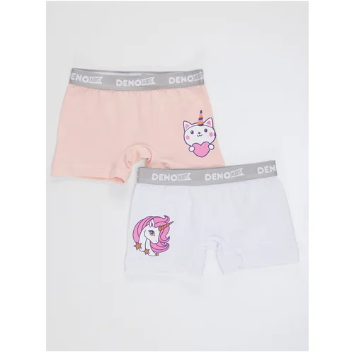 Denokids Girl's Pink-white 2 Piece Boxer Set