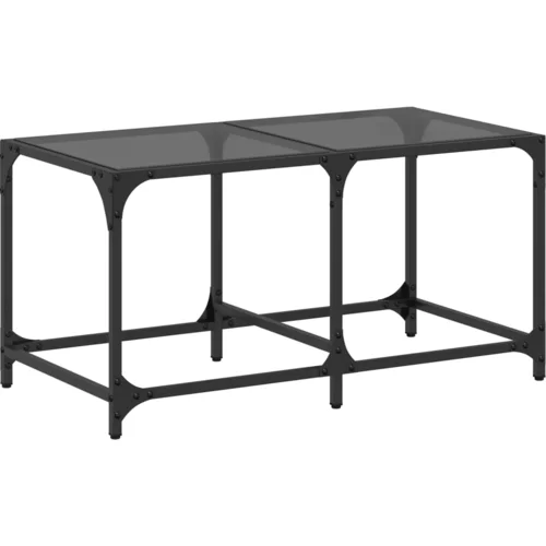 MAISON CHIC Klubska mizica - kavna mizica - Nizka mizica s črno stekleno površino 78,5x40x40 cm jeklo, (21753361)