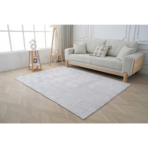 Kayoom RAVNO TKANA PREPROGA Calma 120/160 cm tkano srebrne barve Slike