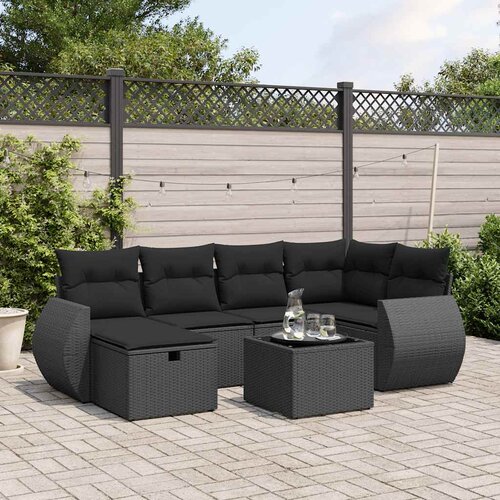  7-dijelni set vrtnih sofa od poliratana s jastucima crni Crna 70 x 62.5 x 69 cm Cene