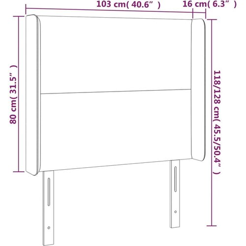  Uzglavlje tamnosmeđe 103 x 16 x 118/128 cm od tkanine Slike