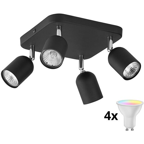  LED RGBW prigu&amp;scaron;iva spot svetiljka TOP 4xGU10/6,5W/230V 2700-6500K crna Slike