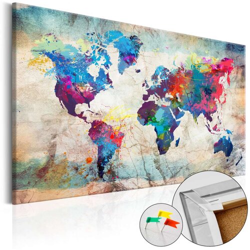  Slika na plutenoj podlozi - World Map: Colourful Madness [Cork Map] 120x80 Cijene