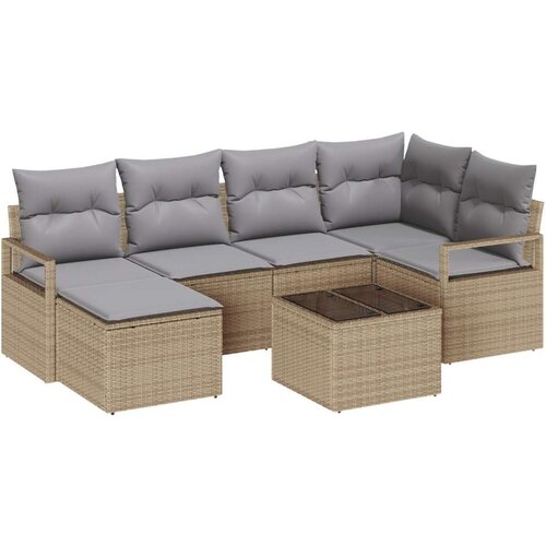  Set od 7 vrtnih kauča s jastučićima crni poli ratan  Dvosjed vrtni kauč s jastučićima bež poli ratan Cijene