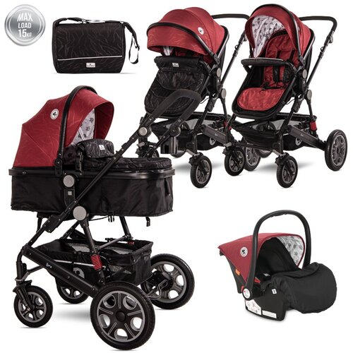 Lorelli LORA Red Elephants Kolica 3u1: Košara + Autosjedalica + Zimska Navlaka (0mj+) - (do 15kg/96cm) Cijene
