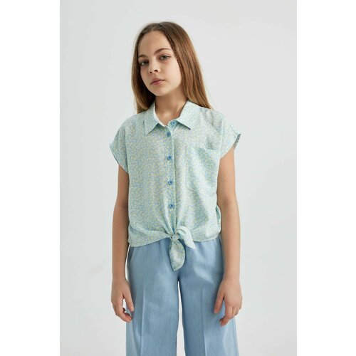 Defacto Girl Crop Patterned Short Sleeve Shirt Cene