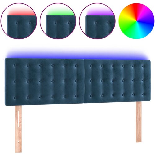 Maison Chic led posteljno vzglavje - vzglavna omarica - nočna omarica temno modro 144x5x78/88 cm žamet, (21708264) Slike