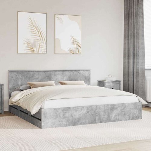 Okvir za krevet s ladicama Betonski sivi 200 x 200 cm - Beton siva 200 x 200 cm Cene