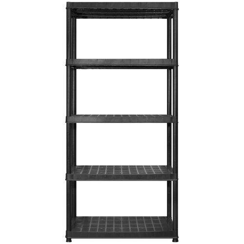 VidaXL Regal s policami 5-nadstropni črn 366x45,7x185 cm plastika Slike
