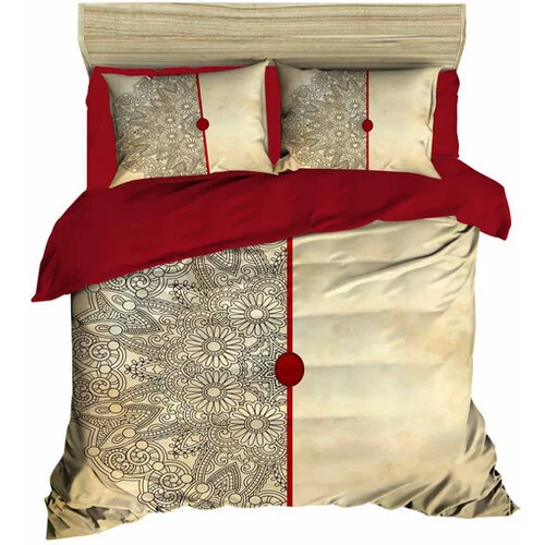 Lessentiel Maison Rdeča/bež satenasta posteljnina za zakonsko posteljo/podaljšana 200x220 cm –