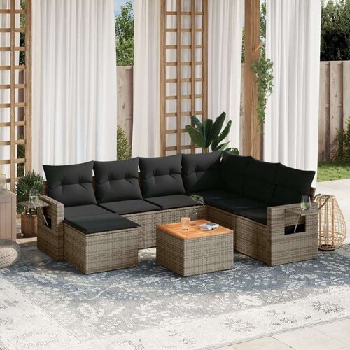  8-dijelni set vrtnih sofa od poliratana s jastucima sivi Cijene