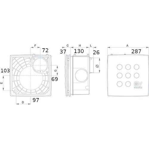 Vortice kopalni&amp;scaron;ki podometni centrifugalni ventilator vort quadro medio i (12020) Slike