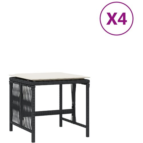 Maison Chic Vrtni stolčki - Vrtni stoli z blazinami 4 kosi črni 41x41x36 cm poli ratan JS1119, (21878770) Cene