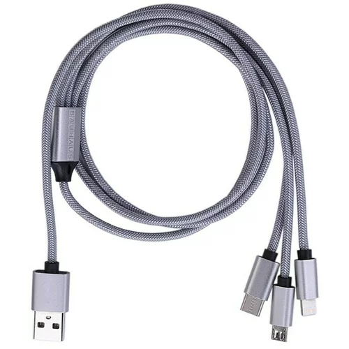 BAUHAUS USB kabel za punjenje (Srebrne boje, 3 m, Utikač USB A, utikač USB C, utikač USB Micro, utikač Lightning)