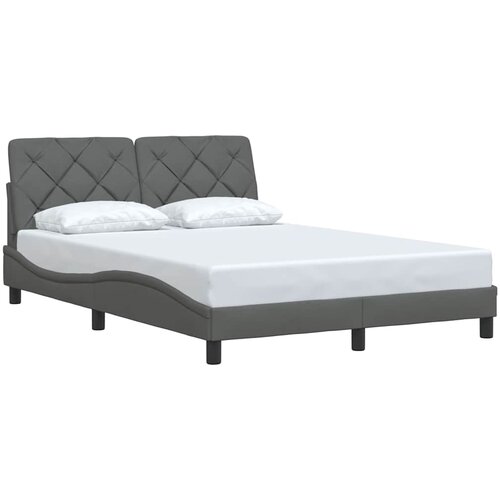 Maison Chic Posteljni okvir - Dvoposteljna postelja - Zakonska postelja brez vzmetnice temno siv 140x190 cm blago-J12901, (21760366) Slike
