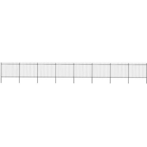 vidaXL Vrtna ograda s ukrasnim kopljima čelična 13,6 x 1,5 m crna
