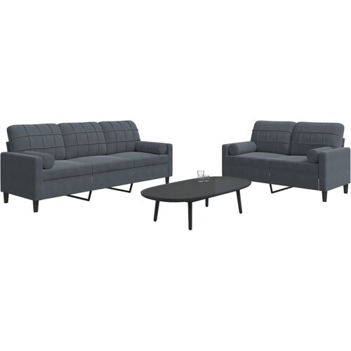  2-dijelni set sofa s jastucima tamnosivi baršunasti Cene