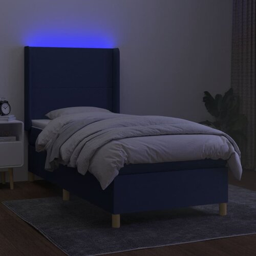  box spring s madracem LED plavi 80 x 200 cm od tkanine Slike