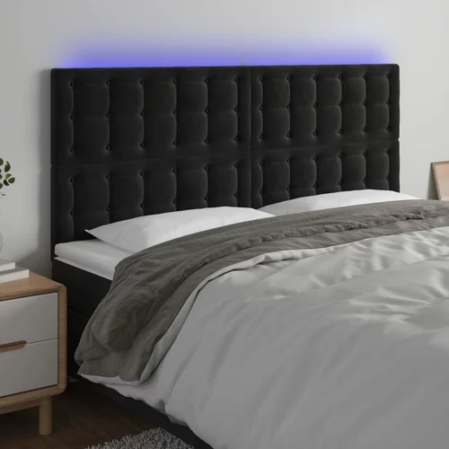 vidaXL LED posteljno vzglavje črno 160x5x118/128 cm žamet