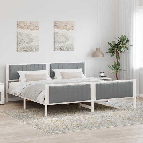  Okvir kreveta s uzglavljem Bijela i svijetlosiva 200 x 200 cm Cene
