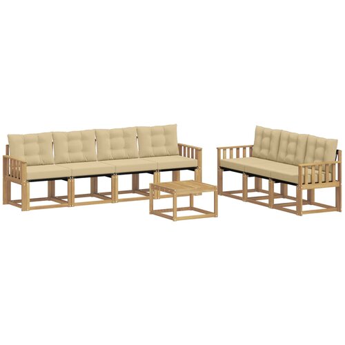 vidaXL Zunanja garnitura za sedenje z blazino 8 pcs Bela in bež, (5000282205) Cene