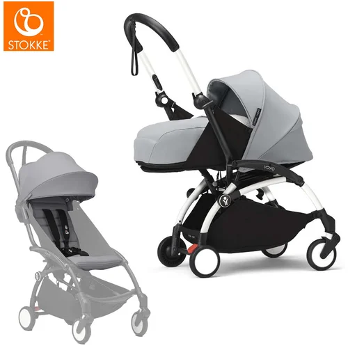 Stokke yoyo³ otroški voziček 2v1 newborn pack 0+ stone (white frame)