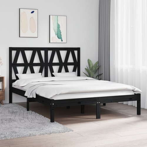 Furnova Posteljni okvir črn iz trdne borovine 140x190 cm, (21934266) Slike