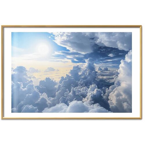  Plakat Symphony of Light: Sun and Clouds Playing Together on a Beautiful Sky 60x40 Zlatni okvir s margom Slike