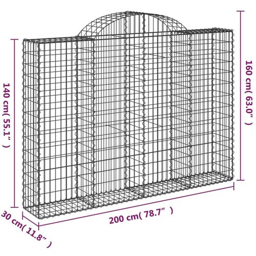  Lučne gabionske ko&amp;scaron;are 8 kom 200x30x40/60 cm pocinčano željezo Slike