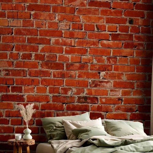  Foto tapeta - Old wall &amp;ndash; retro-style red brick wall 343x256 Samoljepljiva Slike