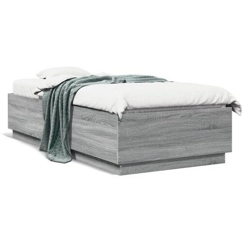 VidaXL Posteljni okvir siva sonoma 90x200 cm inženirski les Slike