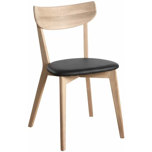 Rowico smeđa blagovaonska stolica od hrastovog drveta drveta s crnim sjedalom Amia