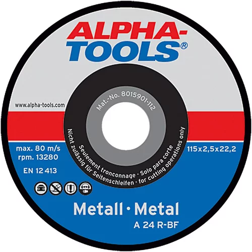 ALPHA TOOLS Rezalna plošča Alpha Tools A 24R-BF (za kovino, premer plošče: 115 mm, debelina: 2,5 mm, 10 kosov)