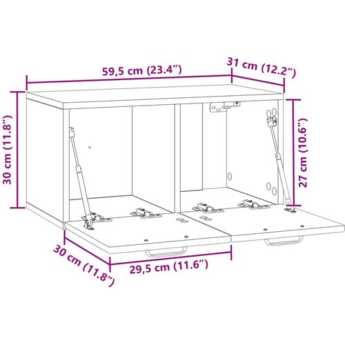  ormar za zid Siva sonoma 59,5 x 31 x 30 cm Konstruirano drvo Slike