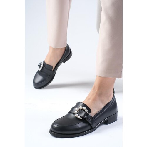 Mio Gusto Black Color Pearl Buckle Women's Daily Flat Oxford Shoes Slike