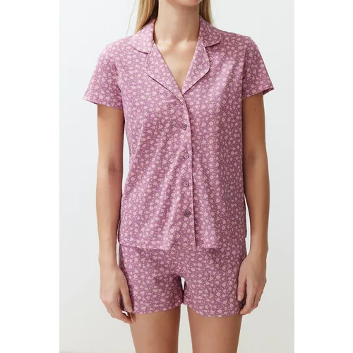 Trendyol Pale Pink Cotton Knitted Pajamas Set