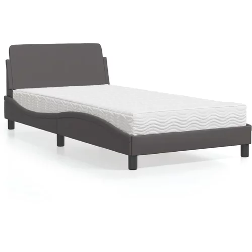  Krevet s madracem sivi 100 x 200 cm od umjetne kože