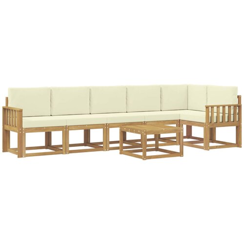 vidaXL Zunanja garnitura za sedenje 7 pcs Bela in krem Poliester, (5000281532) Cene