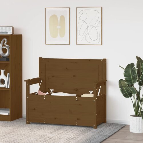  Klupa smeđa boja meda 112,5x51,5x96,5 cm od masivne borovine Slike