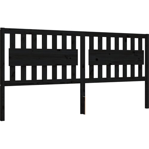  Okvir za krevet s uzglavljem crni 200 x 200 cm od masivnog drva Slike