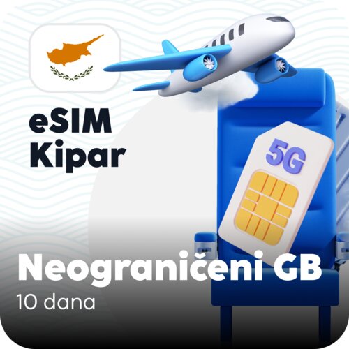 Ananas eSIM Kipar eSIM kartica - Neograničena količina prepaid mobilnih podataka za 10 dana Cene